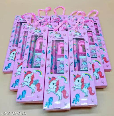 ARB Return Gifts Stationary Set For Girls (10 Pcs) Unicorn Stationary Kit Set, School Stationary Items Pencil Eraser Sharpener For Girls, Kanjak Gifts, Birthday Gifts For Kids, Multicolor - NARIX INDIA 