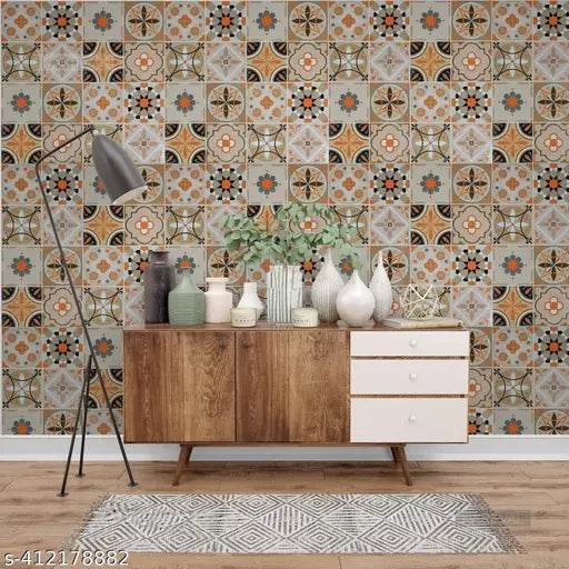 DOM EXPORT Wall Stickers Marble Wallpaper Furniture Kitchen, Cabinets, Almirah, Tabletop, Plastic Table, Wooden Table, Wardrobe, Renovation PVC DIY Self Adhesive Sticker 78X24 INCH (BROWN FLORAL 41 ) - NARIX INDIA 