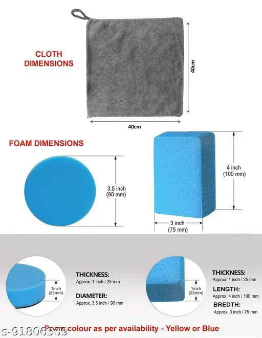 MAX Microfiber Cloth for Car, Bike, Office, Home and Kitchen Cleaning, Washing and Polishing (4 Pieces, 40 x 40 cm, 350 GSM, Grey) and Foam Applicator (4 Pieces) Combo - NARIX INDIA 