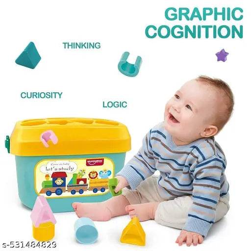 First Shape Sorting Blocks Educational Activity Toys 16 Building Collection ABCD Alphabets Game Cube to Kids Development Storage Bucket Counting Learning Toys, Multicolor - NARIX INDIA 