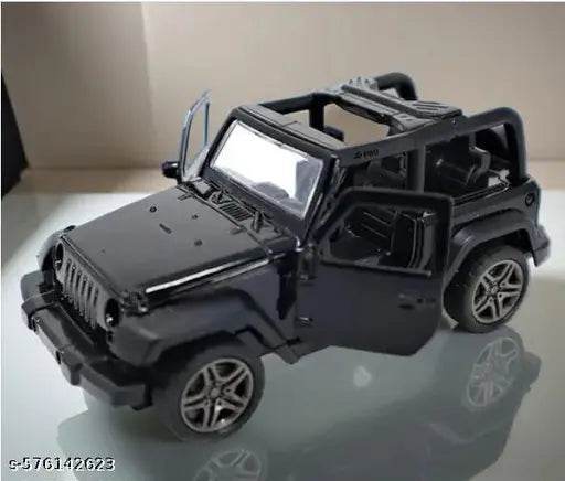1:32 Scale Die-Cast Thar SUV Toy Car Model for Kids | Metal Miniature Off-Road Jeep with Openable Doors | Pull Back Action Friction Powered Vehicle | Black Thar Collectible for Boys, Girls & Car Lovers | Unbreakable Toy Jeep for Kids 3+ Years - NARIX INDIA 