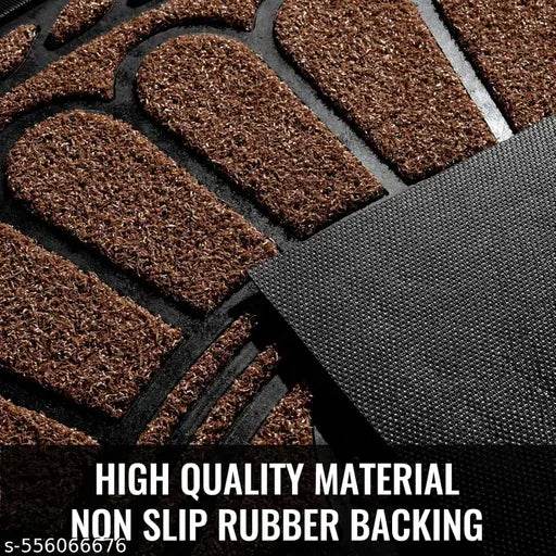 SHOPPING ZONE Semicircular Durable Rubber Non Slip Front Door Mat for Outside Inside Entry Entryway Dirt Trapper Welcome Mat for Muddy Paws and Shoes-Black 45x75CM - NARIX INDIA 