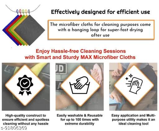 MAX Microfiber Cloth for Car, Bike, Office, Home and Kitchen Cleaning, Washing and Polishing (4 Pieces, 40 x 40 cm, 350 GSM, Grey) and Foam Applicator (4 Pieces) Combo - NARIX INDIA 