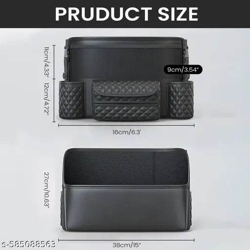 Multipurpose Car Organizer Bag with Tissue Box and Cup Holder Space Saving Double Sided Center Console Car Headrest Organizer - NARIX INDIA 