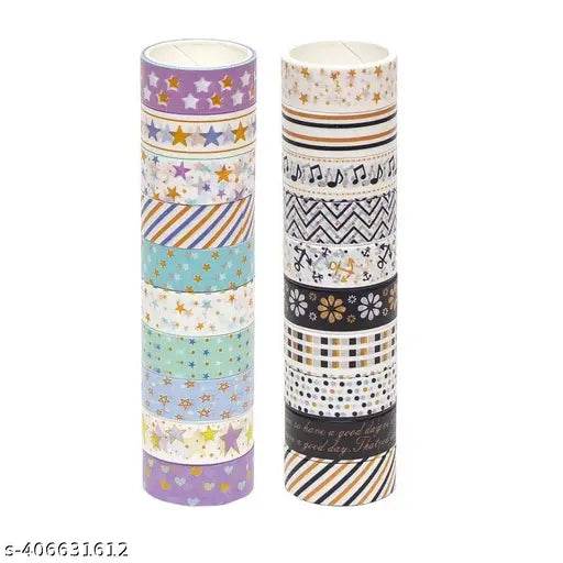 Multi Design 20 Rolls Washi Tape Set - 15mm Wide, Colorful Multi Style Design, Decorative Tapes for Arts, DIY Crafts, Bullet Journals, Planners, Gift Wrapping (Set of 20, Multicolor) - NARIX INDIA 