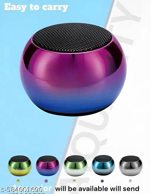 Bluetooth Speakr, mini Bluetooth Speaker, Mini Bluetooth Speaker 4D Mini Electroplating Round Steel Speaker - Multicolor of 1 (Multicolor) - NARIX INDIA 