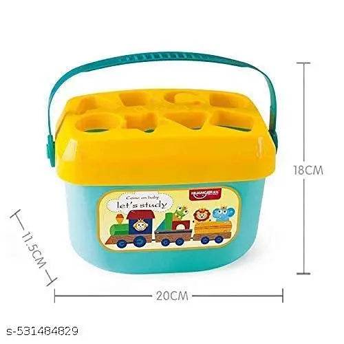 First Shape Sorting Blocks Educational Activity Toys 16 Building Collection ABCD Alphabets Game Cube to Kids Development Storage Bucket Counting Learning Toys, Multicolor - NARIX INDIA 