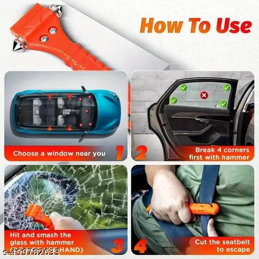 Window Breaker and Seat Belt Cutter, Emergency Escape Tool Safety Hammer, Life Saving Survival Kit - NARIX INDIA 
