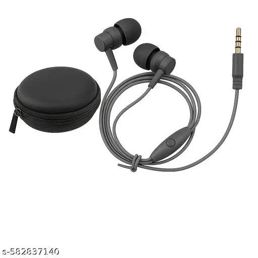 Paradise M101 (STEREO WIRED EARPHONE) Strong Bass Stereo HD,10mm Speaker Size 130cm Cable Wired (Grey, In the Ear) with case - NARIX INDIA 