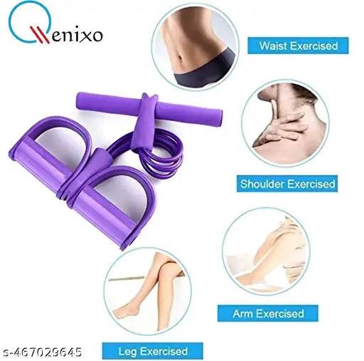 4-Tube Yoga Pedal Pull Reducer Puller Resistance Band, Crossfit Exercise Fitness Tummy Body Building Equipment, for Abdomen/Waist/Arm/Leg Stretching Slimming Training Unisex (Multicolor) - NARIX INDIA 