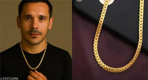 Trendy Herringbone Gold Plated Chain for Men & Women | Stylish Golden Chain - NARIX INDIA 