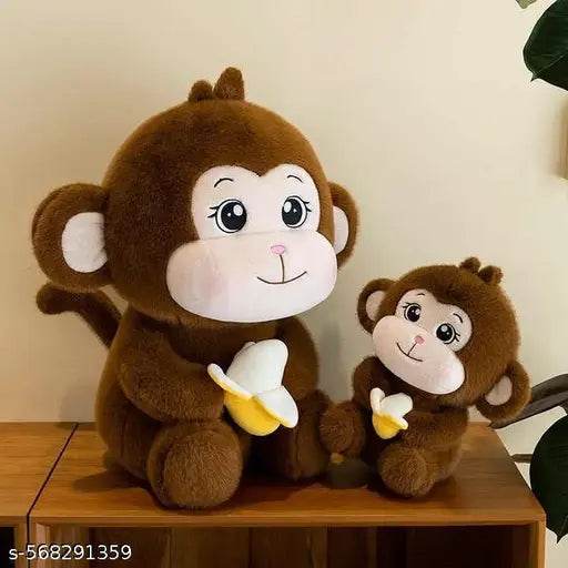 Printustaad Cute Monkey Soft Toy with Banana – Brown Plush Stuffed Animal Toy for Kids & Babies – 30cm - NARIX INDIA 