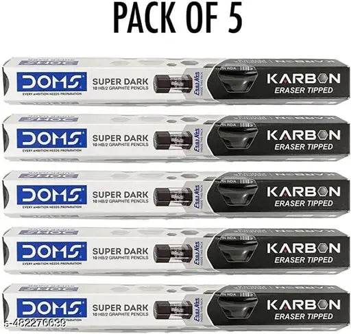 DOMS Karbon Eraser Tipped Super Dark Pencil Pencil (Set of 50, Black) - NARIX INDIA 