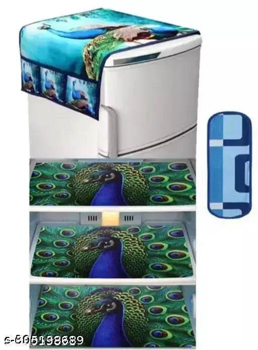 Crosmo Fine Quality Refrigerator Combo-1 Top Cover, 1 Handle Cover, 3 Mats - NARIX INDIA 