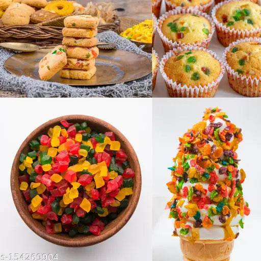 Freshana Tutti Frutti Cherry 400G+400G Combo | 3 Colour Mix Cherry for Topping, icing of cakes, breads, cookies, Ice cream, custard, chocolates, muffins - NARIX INDIA 