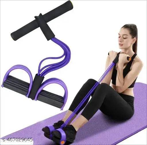 4-Tube Yoga Pedal Pull Reducer Puller Resistance Band, Crossfit Exercise Fitness Tummy Body Building Equipment, for Abdomen/Waist/Arm/Leg Stretching Slimming Training Unisex (Multicolor) - NARIX INDIA 