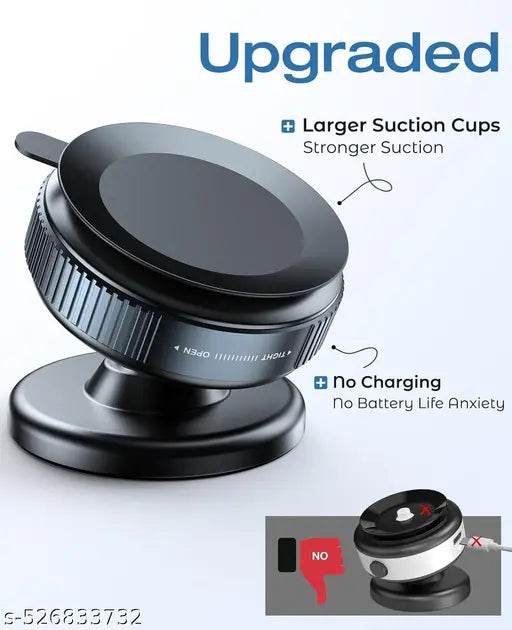 DELLZO® [2025 Innovation Magnetic Phone Holder, 360° Rotatable Foldable Retractable Grip Pro 2.0 Vacuum Suction Mount for Car - NARIX INDIA 