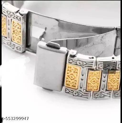 DIGILIFE HUB Turkish Design Personality Fashionable Golden Silver Chain watch For Boy's and man - NARIX INDIA 