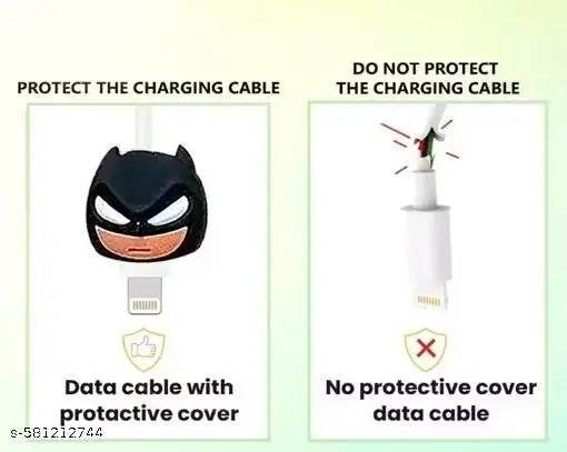 Superhero Charger Cover Set – Black Knight Batman Style Silicone Adapter & Cable Protector (Adapter & Cable Not Included) - NARIX INDIA 