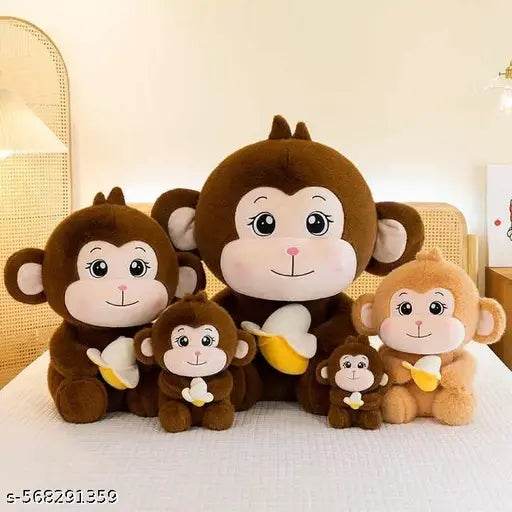 Printustaad Cute Monkey Soft Toy with Banana – Brown Plush Stuffed Animal Toy for Kids & Babies – 30cm - NARIX INDIA 