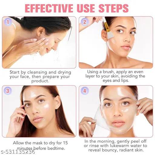 Collagen night mask Wrapping Peel Off Facial Mask Pack - Elasticity & Hydration Care, Reduces Sagging & Dullness - Hydrolyzed Collagen For Glowing Skin - Korean Skin Care, 2.53 fl.oz - NARIX INDIA 