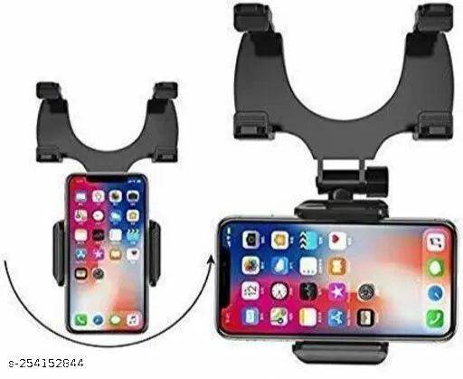 Car Mobile Holder- Rearview Mirror Phone Holder- Car Phone Mount- Phone Bracket, Phone Stand with 270° Swivel and Adjustable Clips, Universal Smartphone Cradle - NARIX INDIA 