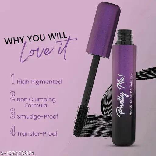 Shryoan Pretty Me! Perfectly Dense Mascara | Instant Dry & Highly Pigmented | Smudge Proof & Waterproof | Transfer Proof | 10ml - NARIX INDIA 