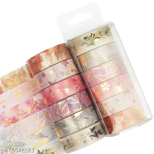 SYGA Gold Washi Tape Set DIY Crafts, Journal Supplies, Planners, Scrapbooking, Gift Wrapping - 6 Rolls (15mm x 5M) - NARIX INDIA 