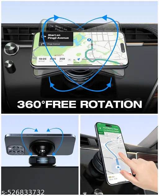 DELLZO® [2025 Innovation Magnetic Phone Holder, 360° Rotatable Foldable Retractable Grip Pro 2.0 Vacuum Suction Mount for Car - NARIX INDIA 