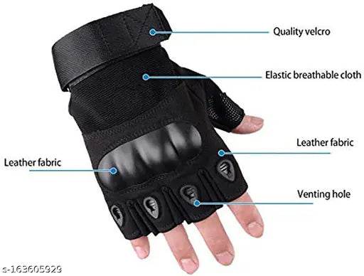 Half Finger Anti-Slip Gloves for Men & Women Riding Gloves (Black) - NARIX INDIA 