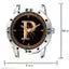 SKOAL Analog Round Black Dial ALPHABET P Design Stylish Beige Leather Strap Classic Design Fancy Wrist Watch for Men and Boys, Pack of 1 - ALPHA-P-AVO-SIL-TAN-CRL - NARIX INDIA 
