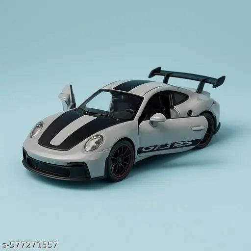 Gadget Decor Presents 1:43 Scale Diecast GT3 RS Sports Car Toy | Metal Body Model with Opening Doors – Grey & Black - NARIX INDIA 