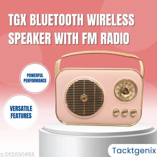RG Vintage Bluetooth Speaker with USB/AUX, Hands-Free Calling & Booming 10W RMS Power - Perfect Gift (RM-636-PINK) - NARIX INDIA 