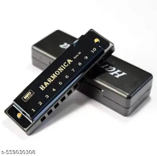 MOUTH ORGAN/HARMONICA 10 HOLES (KEY OF C) WITH PLASTIC CASE FOR MUSIC LOVERS (BLACK) - NARIX INDIA 