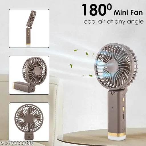 Portable Fan Rechargeable with LED Light – Foldable Mini Fan, Small Fan,USB Charging Hand Fan with 1200mAh Battery & 3 Speed Modes | Travel, Makeup, Kitchen,Women’s Personal Pankhaa - Multicolor - NARIX INDIA 