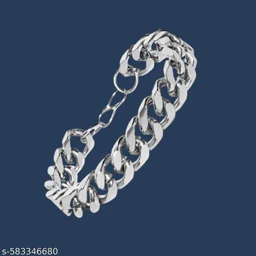 Stainless Steel Sliver Plated Curve Chain,Bracelet And Lion Ring Jewel Set For Men And Boy. - NARIX INDIA 