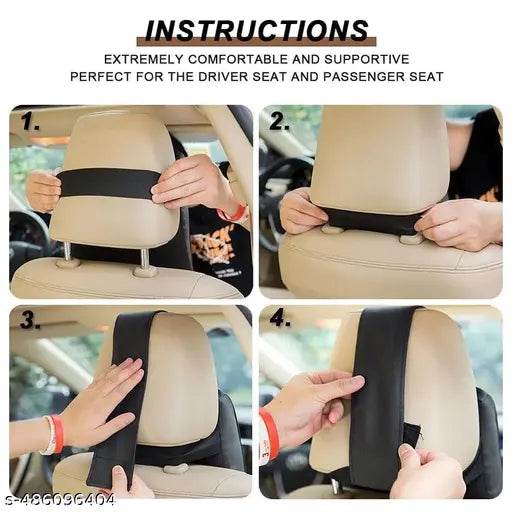 Car Seat Headrest Neck Rest Cushion, Car Neck Pillow Durable 100% Pure Memory Foam Neck Pillow With Breathable Removable Cover, Comfortable Ergonomic & Neck Pain Relief (1 PC) - NARIX INDIA 