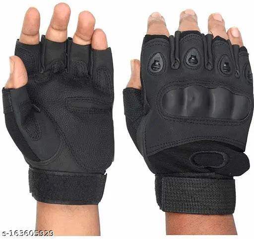 Half Finger Anti-Slip Gloves for Men & Women Riding Gloves (Black) - NARIX INDIA 