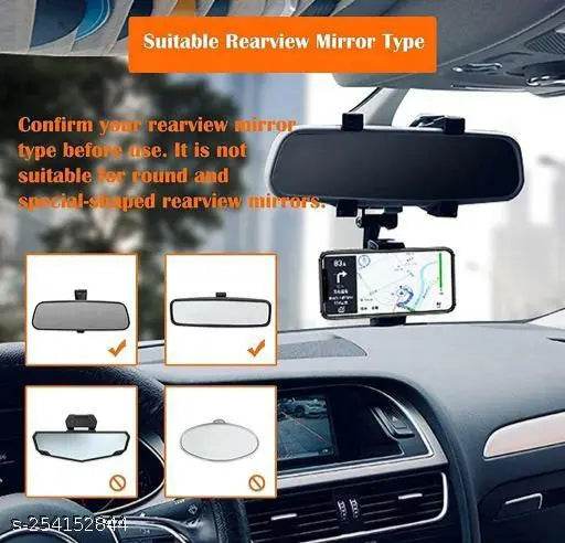 Car Mobile Holder- Rearview Mirror Phone Holder- Car Phone Mount- Phone Bracket, Phone Stand with 270° Swivel and Adjustable Clips, Universal Smartphone Cradle - NARIX INDIA 
