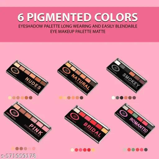 Fashion Colour Eyeshadow Palette | 6 Pigmented Colors Eyeshadow Palette Long Wearing And Easily Blendable Eye Makeup Palette Matte | Matte, Shimmery And Metallic Finish | (SMOKEY) - NARIX INDIA 