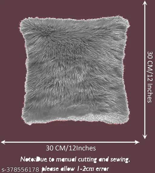 Catchyx Cart Fur Cushion Cover Pack Of 2 Gray 30cm*30cm - NARIX INDIA 