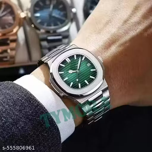 Luxury Stainless Steel Green Dial Men's Watch | Premium Analog Wristwatch for Formal & Casual Wear | Date Display | Stylish Gift for Men - NARIX INDIA 