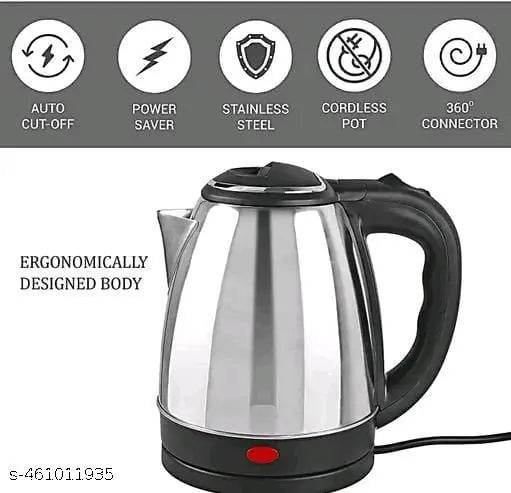 2L Electric Kettle 1500W 1 Year Warranty - Fast Boiling, Stainless Steel, Safe Design - Home & Office Essential for Quick Tea & Coffee - Long Cord, Easy Handling Safety - NARIX INDIA 