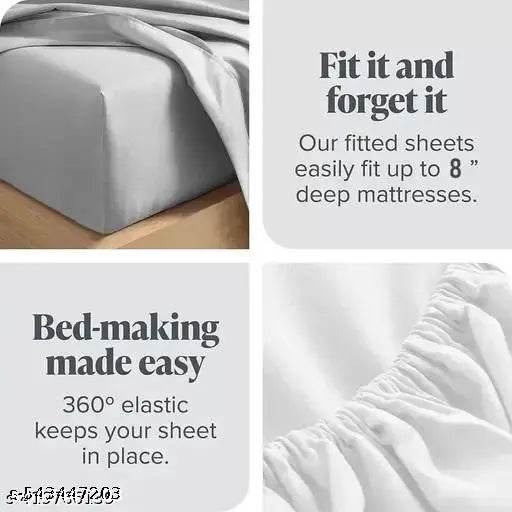 Fitted Cotton king size bedsheet with elastic and 2 pillow covers - NARIX INDIA 