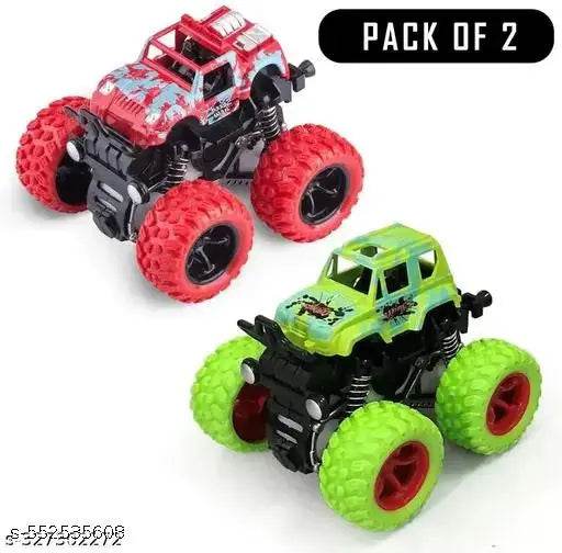 Mini Monster Friction Truck Toy for Kids Boys Girls Age 3-8 | 360 Drift Stunt car | Push and Go Forward Car | Birthday Party Gift for Kids (Pack of 2, Multicolor) - NARIX INDIA 
