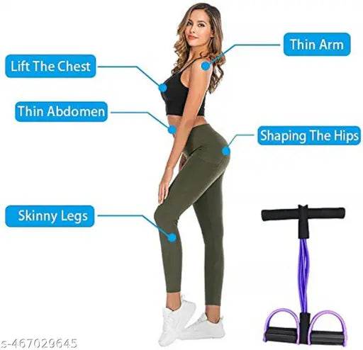 4-Tube Yoga Pedal Pull Reducer Puller Resistance Band, Crossfit Exercise Fitness Tummy Body Building Equipment, for Abdomen/Waist/Arm/Leg Stretching Slimming Training Unisex (Multicolor) - NARIX INDIA 
