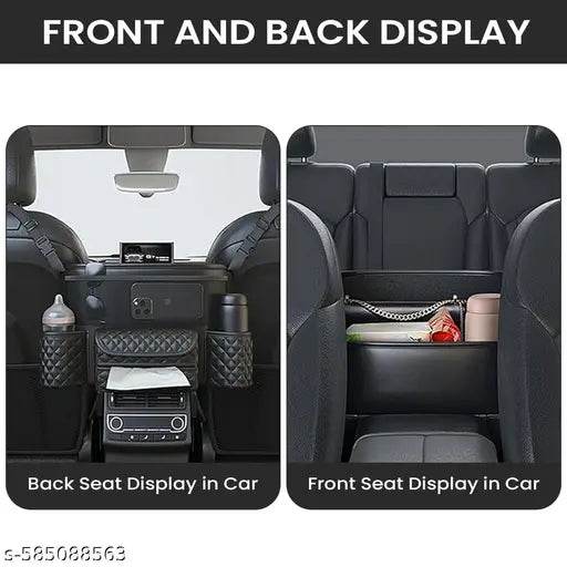 Multipurpose Car Organizer Bag with Tissue Box and Cup Holder Space Saving Double Sided Center Console Car Headrest Organizer - NARIX INDIA 