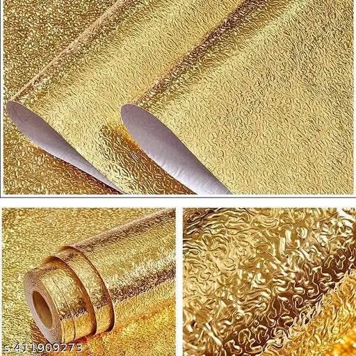 DOM EXPORT Wall Stickers Marble Wallpaper Furniture Kitchen, Cabinets, Almirah, Tabletop, Plastic Table, Wooden Table, Wardrobe, Renovation PVC DIY Self Adhesive Sticker 78X24 INCH (GOLD CURLY 31) ) - NARIX INDIA 