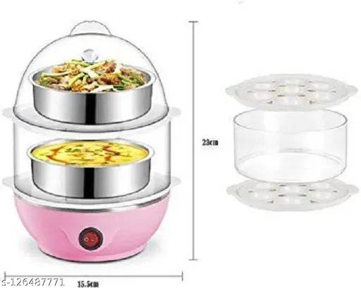 Egg Boiler With Automatic Off & Double Layer Electric Egg Maker For Boiling, Cooking And Frying The Eggs | Egg Boiler / Egg Poacher Machine / 14 Egg Cooker / Egg Steamer / Omelet Bowl With Tray(Double layer egg Boiler) - NARIX INDIA 