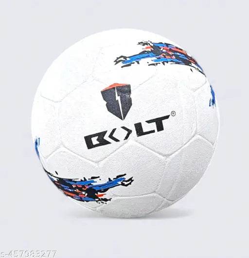 BOLT Thunder Football | Rubberized Moulded | Suitable for Hard Ground Without Grass | Training Ball | Soccer Ball | for Men/Women | Football Size - 5 (White) - NARIX INDIA 